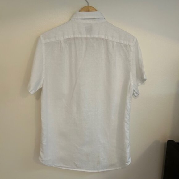 J.Crew White Linen Blend Short Sleeve Button Down Shirt- Size Medium - Picture 5 of 7
